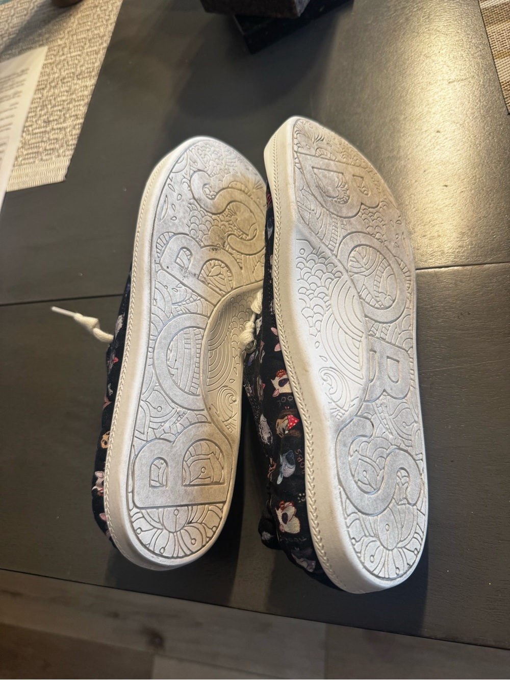 Skechers BOBS black canvas sneakers with multicolor dog print white accents 9.5. - Picture 8 of 12